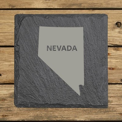 Nevada Slate Coasters Set of 4 | 4x4 Square Laser Etched Stone | 16 Designs