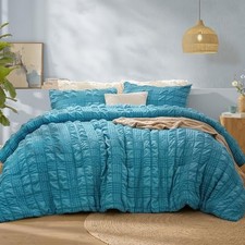 Queen Comforter Set, 3 Pieces Fluffy Lightweight Queen 90"x90" Blue Fog