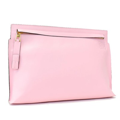 LOEWE Clutch Bag T Pouch 109.54.K05 Leather Pink Gold Hardware
