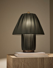 M&S Soft Pleated Fabric Table Lamp - Green -