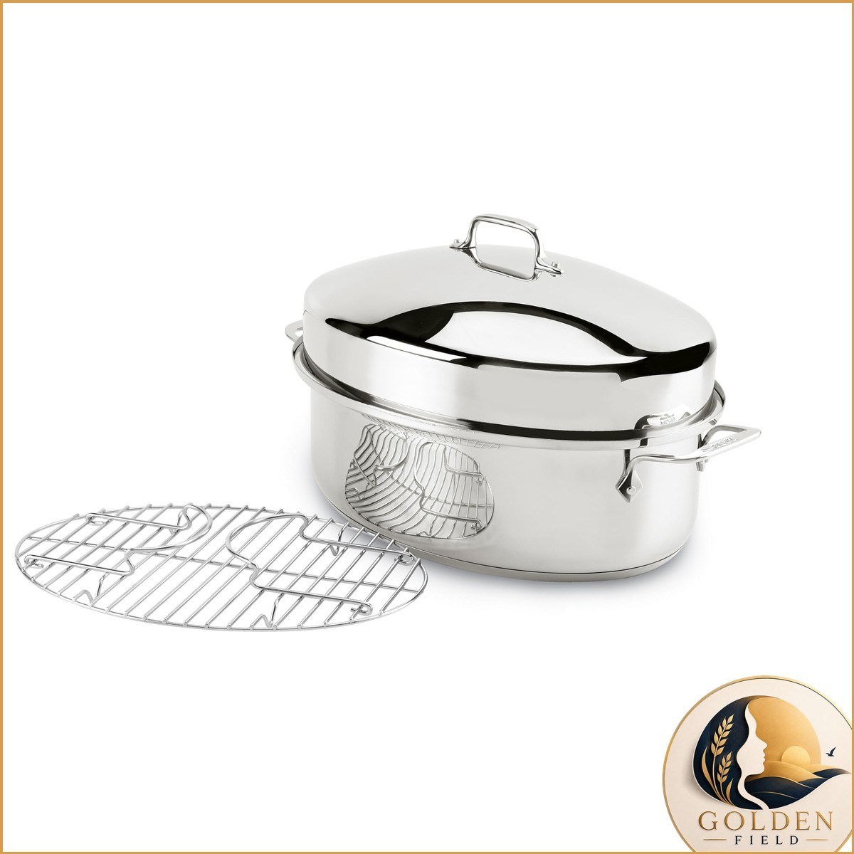 Alll-Clad Stainless Steel 15" Oval Roaster Pan with Rack and Lid