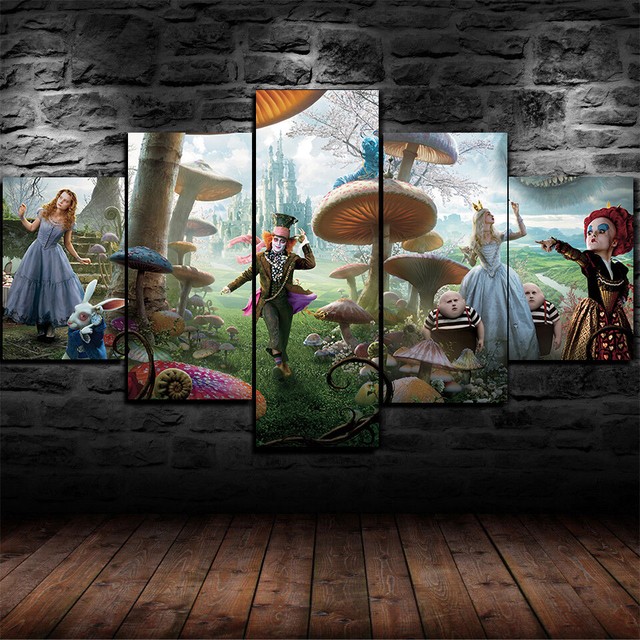 Alice in Wonderland Fantasy World Disney Framed Canvas Wall Art Decor 5