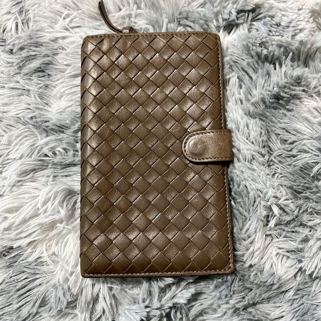 Bottega Veneta Bifold Long Wallet Intrecciato Brown Leather