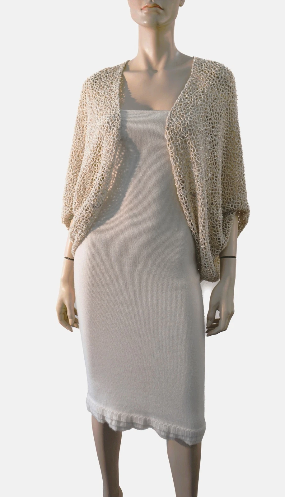 OFF WHITE Abito Midi Randolph Duke Off Miscela Lana Bianca Lavorato a Maglia S