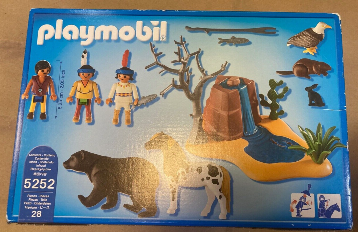 Playmobil 5252 Native American Indian Camp w/ Waterfall New in Box