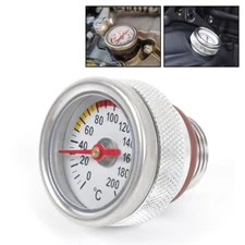 Silver M20x1.5 Motorcycle Oil Temp Temperature Gauge Filler Cap 0-200 Celsius