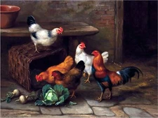 Cockerel Hens Rooster Farmyard Tile Mural Kitchen Wall Backsplash Marble Ceramic