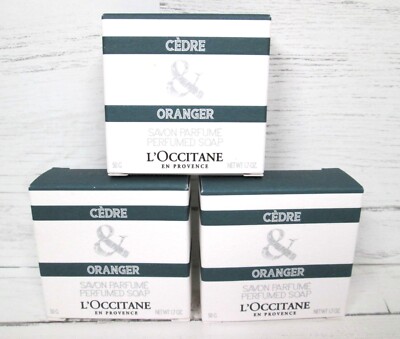 L'Occitane Cedre & Oranger Perfumed Bar Body Soap Lot 3 1.7 oz Savon Parfume Men
