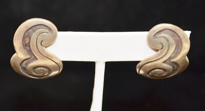 Sterling Silber gewellte Designs Schraub Ohrringe #FMC827