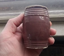 1860 PRIVY DUG STONEWARE BARREL MUSTARD WITH RINGS