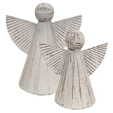 Set of 2  Distressed SHABBY CHIC METAL ANGELS Christmas Decor - Inspirational