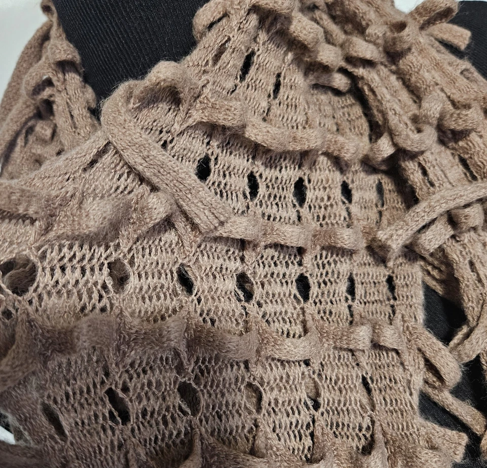 Charlotte Russe Open Knit Fringe Lightweight Brown Scarf Travel Careerwear Boho - Image 2 of 4