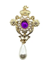 Renaissance Revival Collection  Victorian Dangle Rhinestone RoyalCrown Brooch