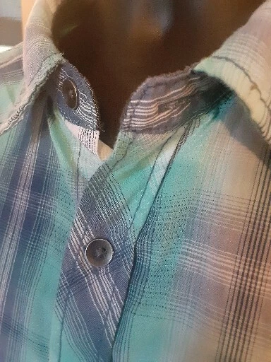 Urban Pipeline 衬衫男式大号短袖纽扣蓝色格子休闲衬衫 — 第 3/4 张图片