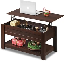 Coffee Table, 39" Lift Top Coffee Table with Hidden Compartment and Storage Shel