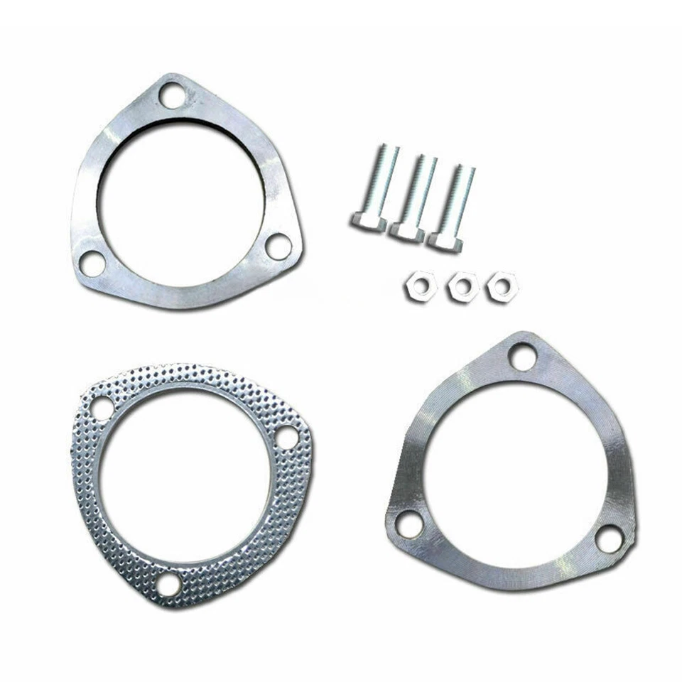 Universal 2.5" 63mm Stainless Steel 3 Bolt Gasket Exhaust Flange Plate Kits Set - image 3 of 4