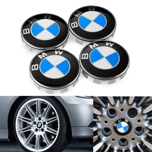 4 pièces bleu authentique pour BMW capuchons moyeu centre de roue logo badge emblème 68 mm - Photo 1/10