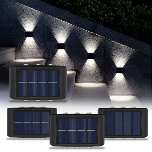 4/6/8/10 LED Solar Wall Light Wall Washer Waterproof Garden Fence Doorway Light - Foto 2 di 26