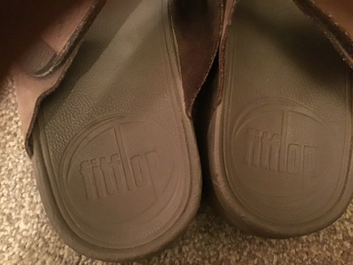 Chanclas FitFlop de cuero chocolate para dama 8/42 Reino Unido en muy buena condición - Imagen 7 de 8