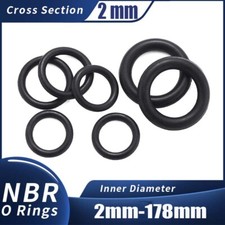 O-Rings NBR Nitrile Rubber 2mm-178mm ID Oil Resistant Seals 2.0mm Cross Section