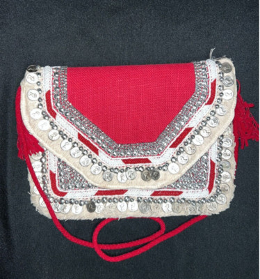 BOHO HANDCRAFT HANDMADE JUTE BANJARA COIN BAG
