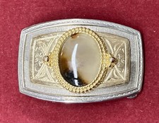 Handmade Stone Belt Buckle With Gold and Silver Tones