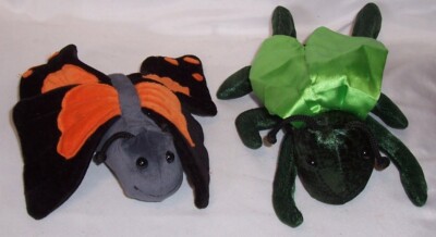2 Collectors Choice Bean Bag Friends Grasshopper & Butterfly Bugs 