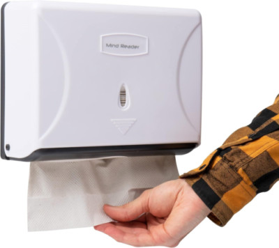 Mind Reader Paper Towel Dispenser, Tri-Fold Holder, 1-Piece, White 