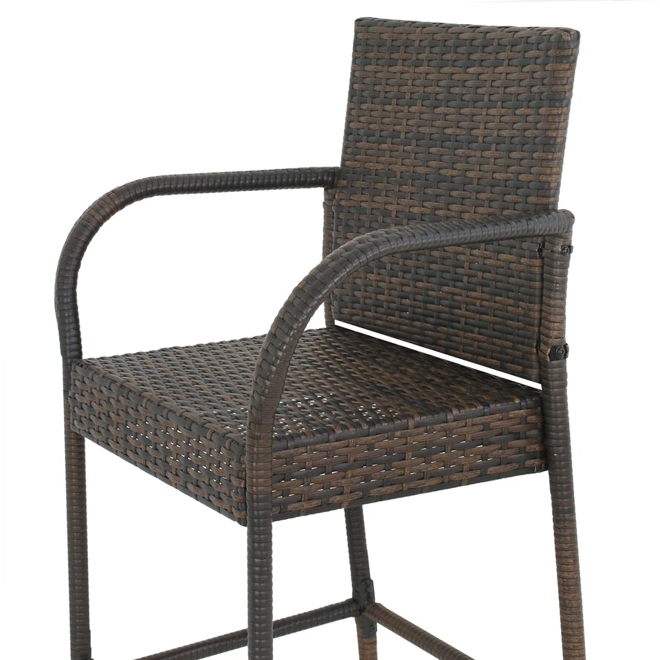 Juego de 4 taburetes de bar de mimbre para patio trasero para patio interior exterior marrón  Foto 4 de 4