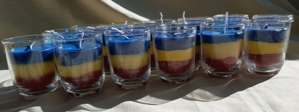 Romanian-Moldavian  flag candles in reusable clear shot glass. - Image 3 of 4
