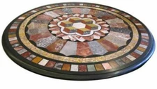 18'' round black Marble Coffee corner Center Table Top inlay mosaic decor  k29