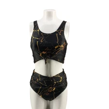 ZAFUL Women Resort Swimwear 2pc Size 6 Black Padded Front Tie Waist