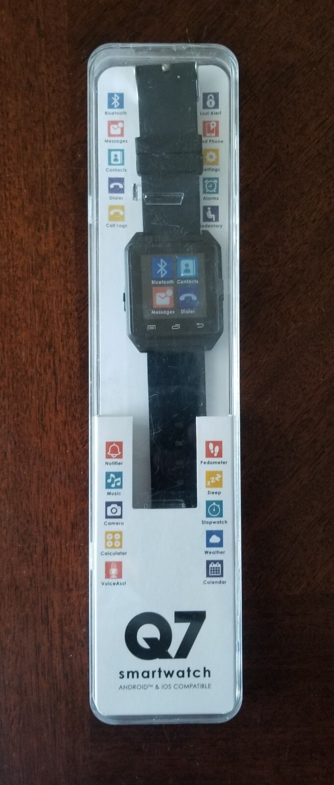 NIB Q7 Smartwatch ANDROID & iOS Compatible Bluetooth WM3326BLK-003