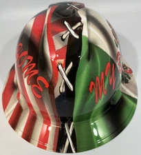 New Full Brim Hard Hat Custom Hydro Dipped MY HOME / MY BLOOD MEXICAN AMERICAN