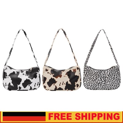 Lässige Handtasche mit Kuh-Punkt-Aufdruck für Damen, PU-Totes, kleine Unterarm-U