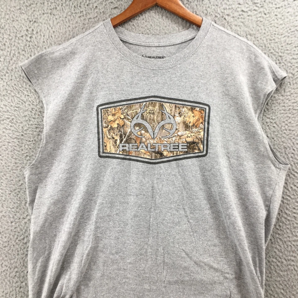 Realtree By Staghorn Creek Graphic Print T-Shirt Mens XL Gray Sleeveless Crew - Image 2 of 4
