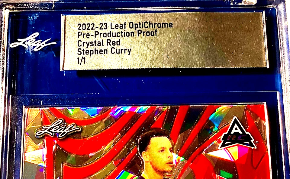 Stephen Curry 1/1 2022 Leaf Opti Chrome Crystal Red 1 of 1 Warriors Basketball 1 - image 2 of 4