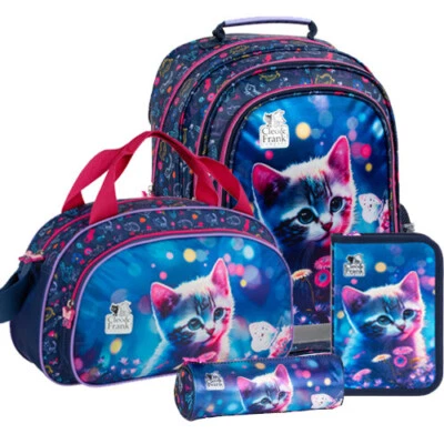 DERFORM Katze Cat Cleo & Frank Rucksack Ranzen Schulrucksack Schulranzen Set 1-3 Klasse