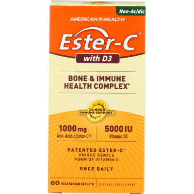 American Health Ester-C 1000Mg With Vitamin D3 5000Iu 60 Vegetarian Tablets