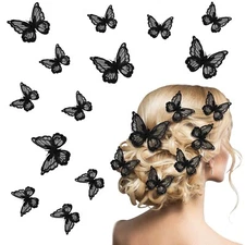 WILLBOND 18 Pieces Butterfly Hair Clip Halloween Lace Bows Embroidery Butterf...