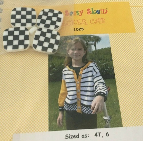 The Sassy Skein Childrens Knitwear Pattern Girls Checkered Cab Sweater 1025 4T 6 - Picture 2 of 3