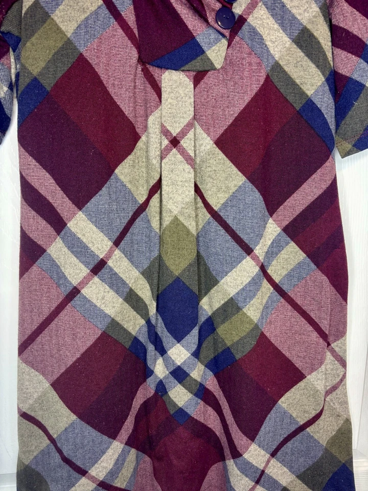 Madison Leigh Shift Dress Women's 10 Multi Plaid Polyester Stretch Short Sleeve - Image 4 of 4