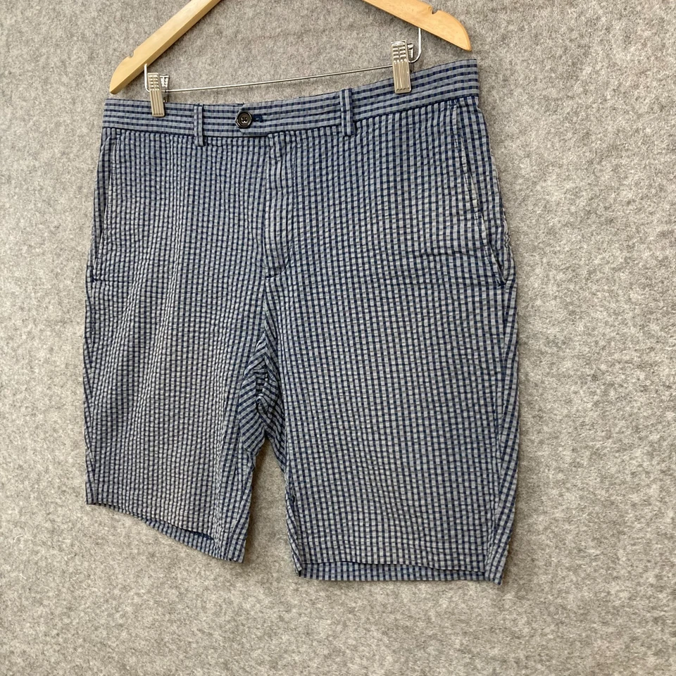 Шорты мужские Banana Republic 34 синие клетчатые с карманами бермудский хлопок 46621 - Изображение 2 из 4