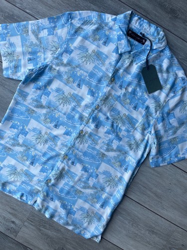 ALL SAINTS BLUE "SAYONARA" JAPANESE FLORAL VISCOSE S/S SHIRT TOP - S & M - NEW - Picture 8 of 10