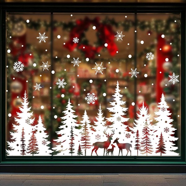 Fensterbilder Winter Weihnachtsbaum Weiß Dekoration Weihnachten 3D-image