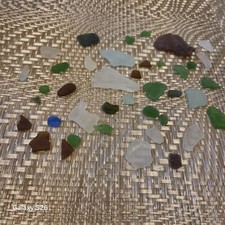 VTG Bulk Sea Glass Craft Lot Cobalt Blue Frost Olive Amber Beach Tumbled 40pc