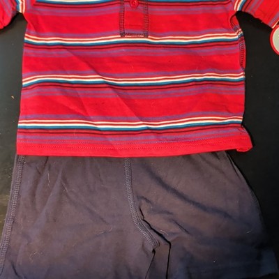Wonderkids Boys 12 Months 2-Piece Cotton Knit Striped Shirt & Shorts Set
