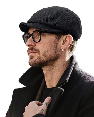 Classic Cotton 8 Panel Newsboy Cap Gatsby Flat Cap Vintage Twill Peaky Blinde...