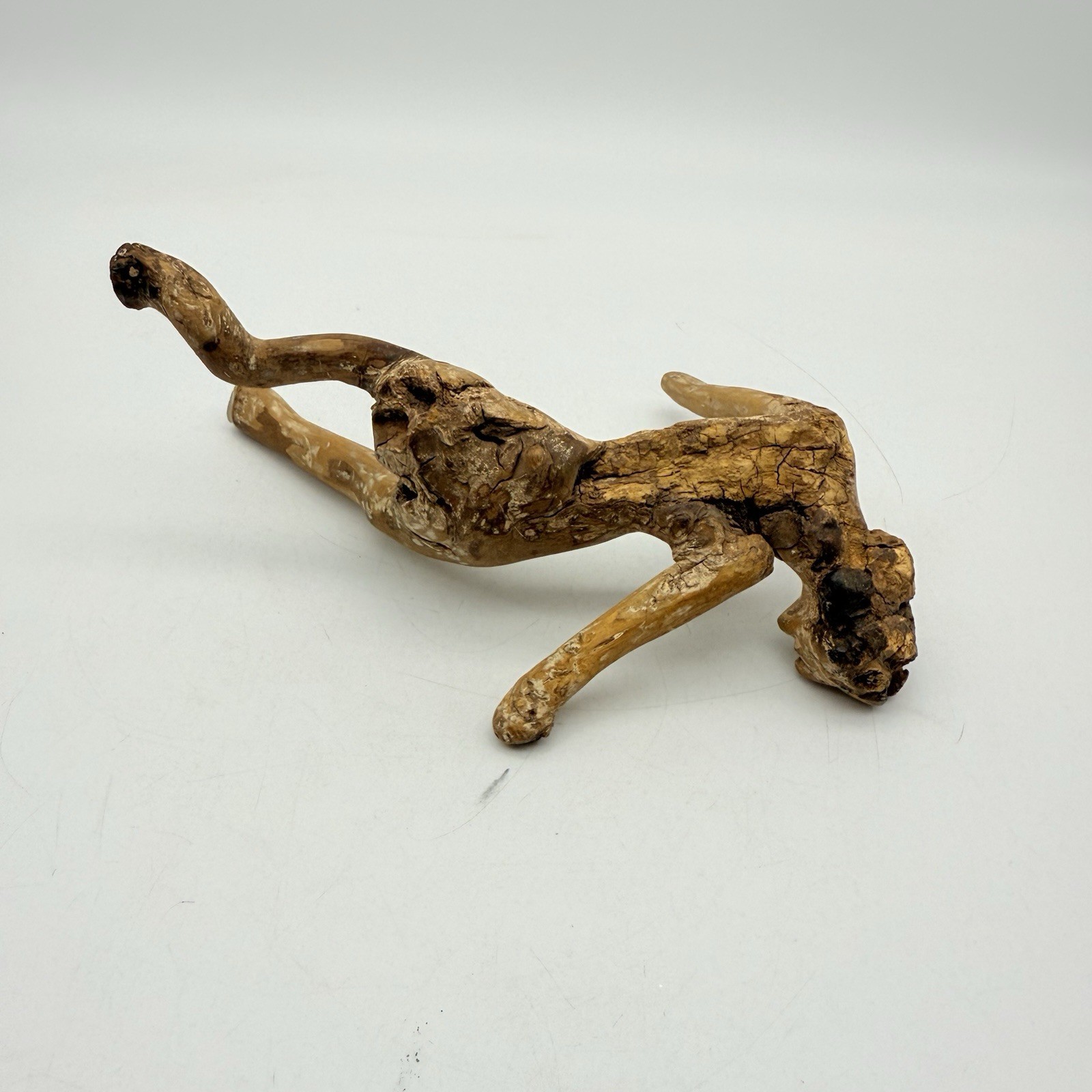 Hand Carved Wood Abstract Conversation Piece Doubles As Man To Lizard Unique thumbnail 10