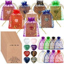 60 Sets Pocket Hug Token Gift Bulk Hug Cards with Heart Stones Worry Stones K...